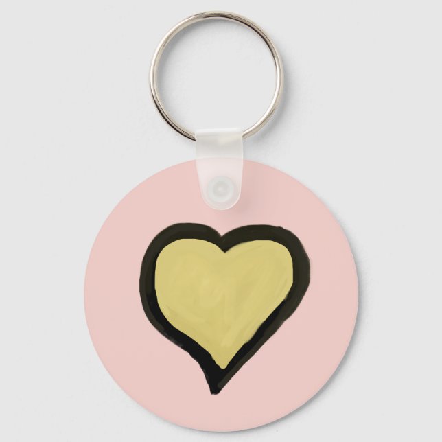 Chaveiro Nome Personalizado Minimal Coração Preto e Rosa (Verso)