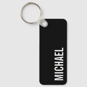 Chaveiro Nome Personalizado Mínimo Moderno Preto