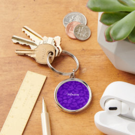 Chaveiro Nome Personalizado Moderno Glitter roxo Estiloso 