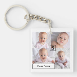 Chaveiro Nome Personalizado Monograma 4 Colagem Fotográfica