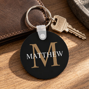 Chaveiro Nome Personalizado Monograma Preto