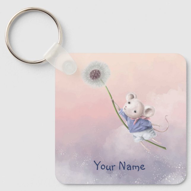Chaveiro Nome Personalizado Mouse Fantasy Mouse Dandelion C (Frente)