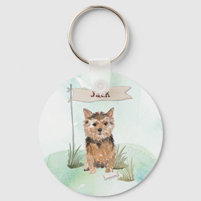 Chaveiro Nome Personalizado Norfolk Terrier Pet Dog (Frente)