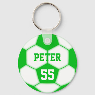 Chaveiro Nome Personalizado Número Bola Verde de Futebol