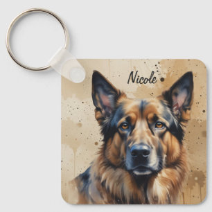 Chaveiro Nome personalizado ou texto Cachorro pastor alemão