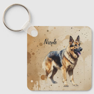 Chaveiro Nome personalizado ou texto Cachorro pastor alemão