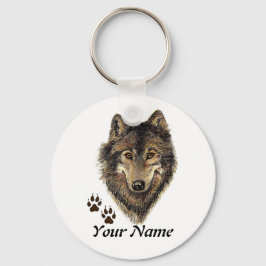 Chaveiro Nome personalizado ou Wolf de texto aquarela anima
