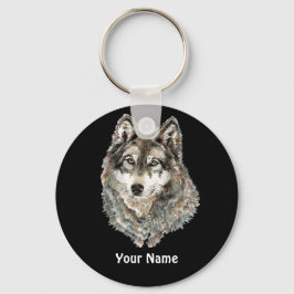Chaveiro Nome personalizado ou Wolf de texto aquarela anima