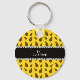 Chaveiro Nome personalizado padrão do abacaxi amarelo