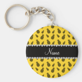 Chaveiro Nome personalizado padrão do abacaxi amarelo