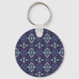 Chaveiro Nome Personalizado Padrão Sudoeste Azul Cinza