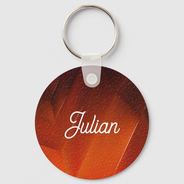 Chaveiro Nome personalizado padrão texturizado laranja (Frente)