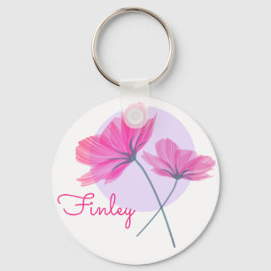 Chaveiro Nome Personalizado para o Chic das Flores Rosa Mod