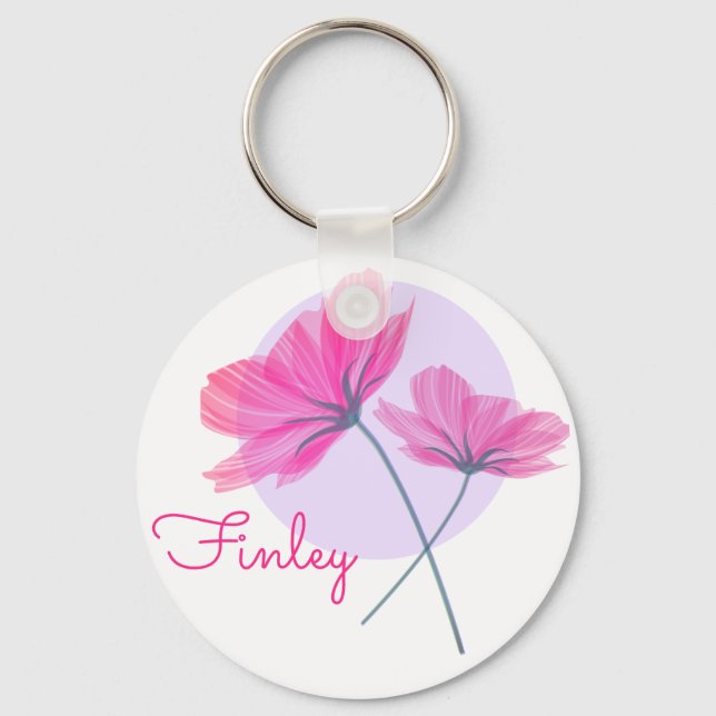 Chaveiro Nome Personalizado para o Chic das Flores Rosa Mod (Frente)
