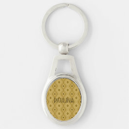 Chaveiro Nome Personalizado Paulina Padrão de Diamante Dour