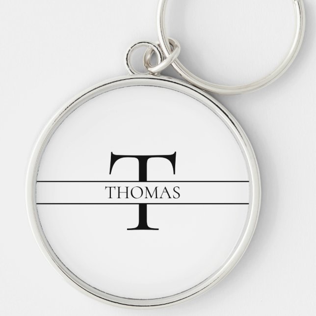 Chaveiro Nome Personalizado Personalizado Elegante Monogram (Frente)