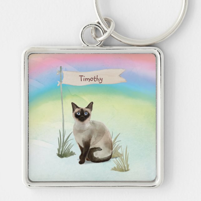 Chaveiro Nome Personalizado Pet de Gato Siamês (Frente)
