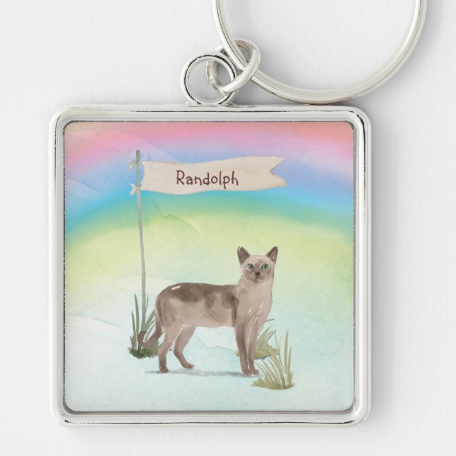 Chaveiro Nome Personalizado Pet de Gato Tonquinês (Frente)