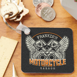 Chaveiro Nome Personalizado Pistões Asas Motociclismo Garag
