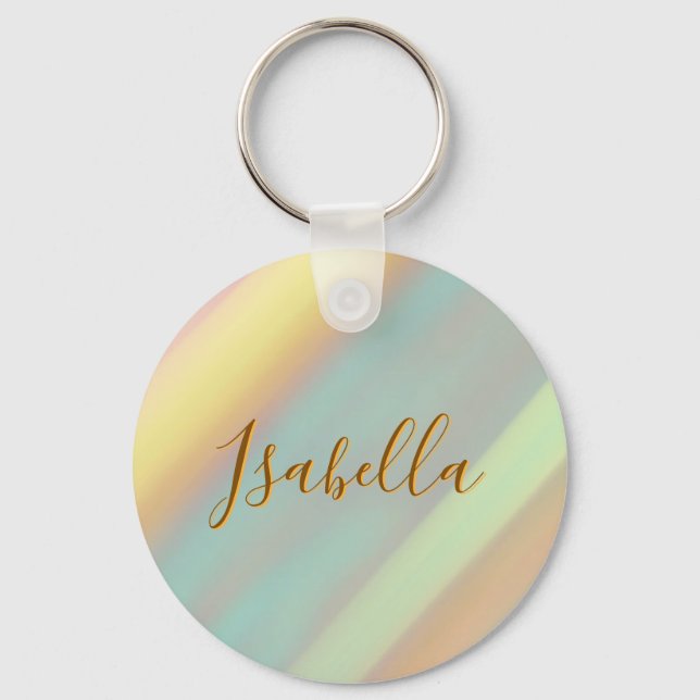 Chaveiro Nome Personalizado Praia Costeira Pastel (Frente)