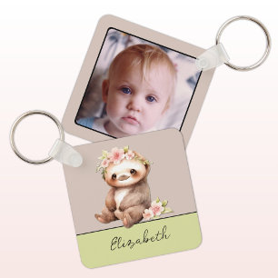 Chaveiro Nome personalizado preguiça fofa 1 foto verde