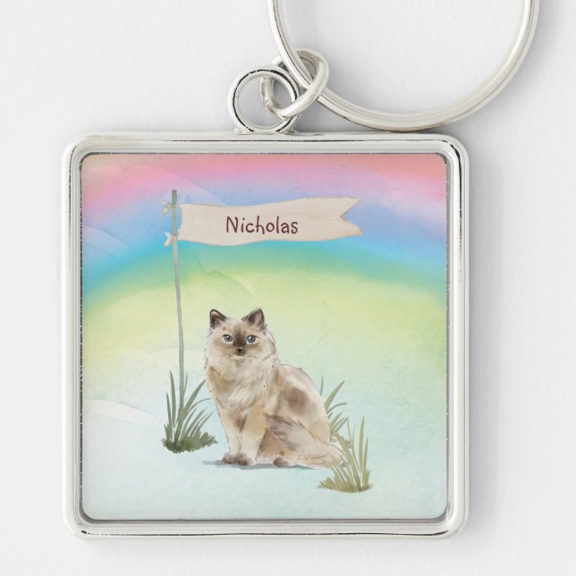 Chaveiro Nome Personalizado Ragdoll Cat Pet (Frente)