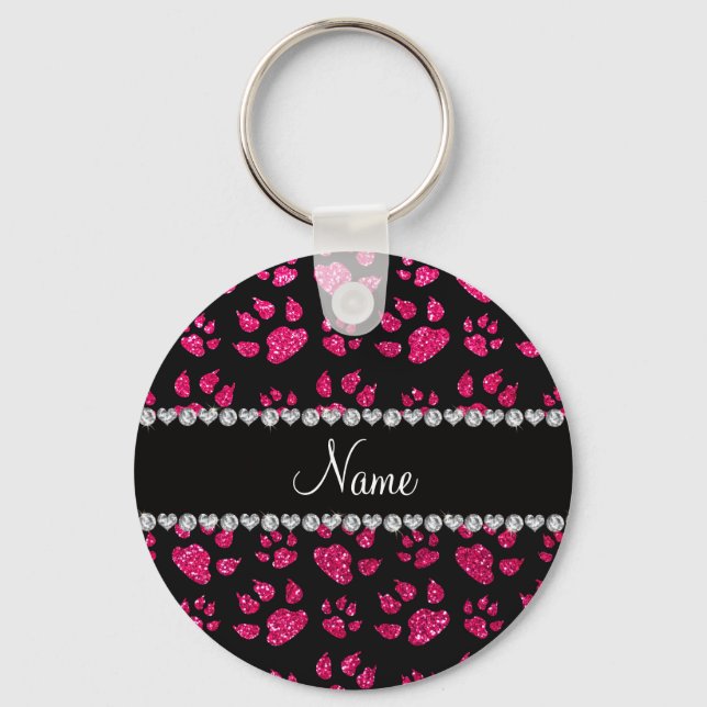Chaveiro Nome personalizado rosa cor-de-rosa-cinzenta (Frente)