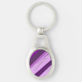 Chaveiro Nome Personalizado Roxo Listras de Lavanda 