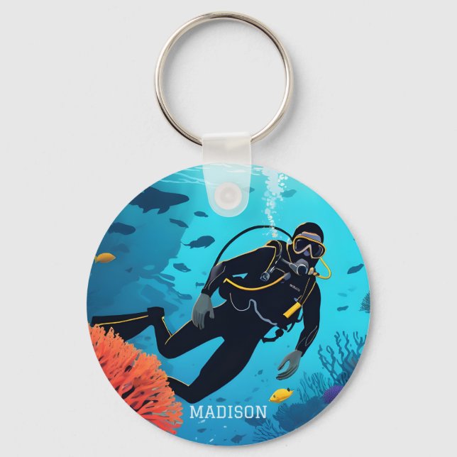 Chaveiro Nome personalizado Scuba Diver (Frente)