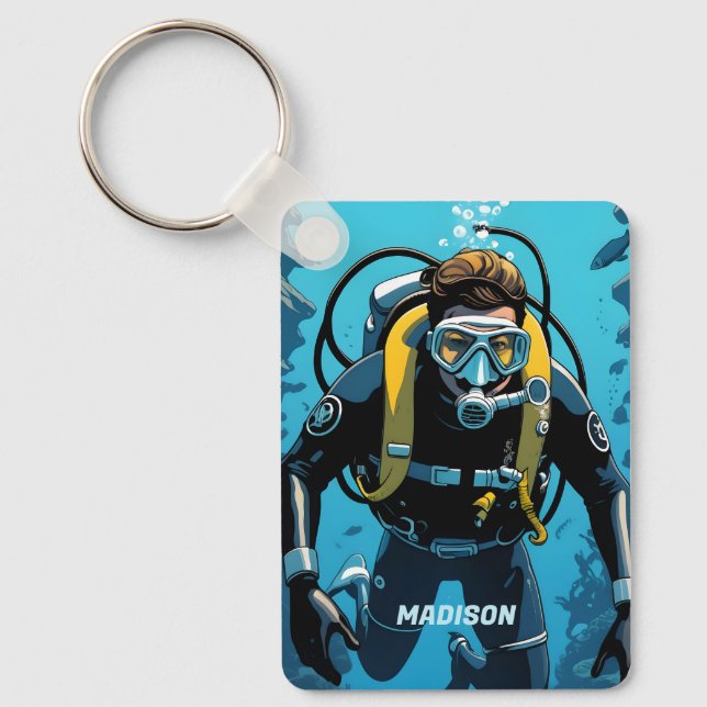 Chaveiro Nome personalizado Scuba Diver (Frente)