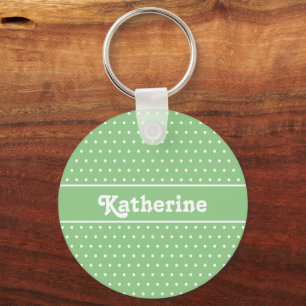 Chaveiro Nome Personalizado Simples Bolinhas Verde Claro