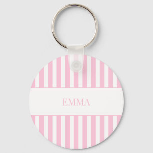 Chaveiro Nome Personalizado Simples Fofo Listrado Rosa Mode
