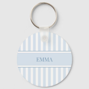 Chaveiro Nome Personalizado Simples Listrado Préppy Azul Mo