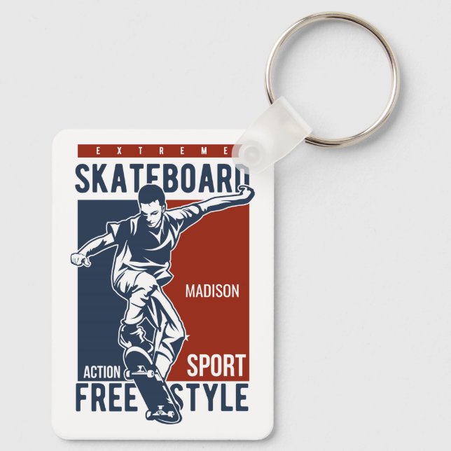 Chaveiro Nome personalizado Skate (Verso)
