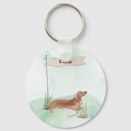 Chaveiro Nome Personalizado Tan Dachshund Pet Dog