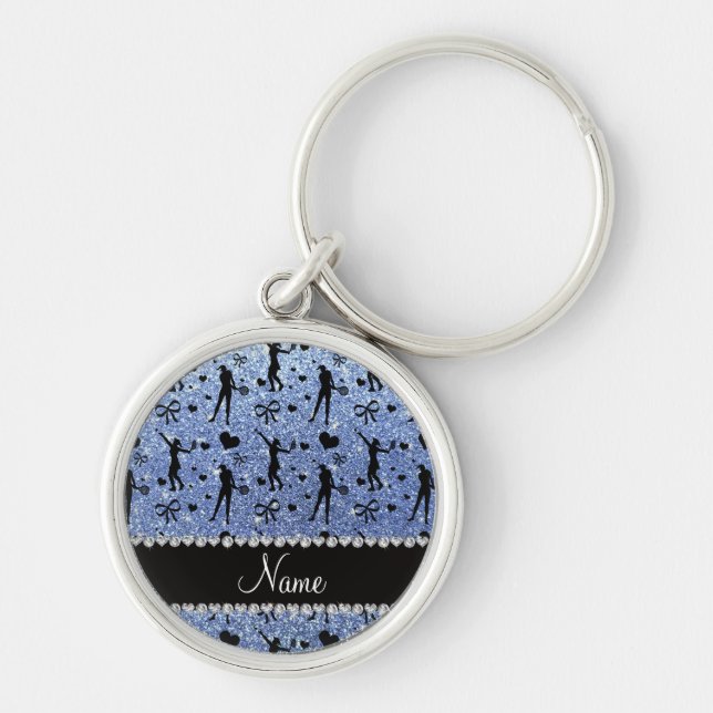 Chaveiro Nome personalizado tênis arcos com brilho azul cla (Frente)