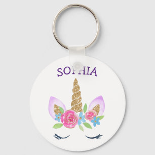 Chaveiro Nome Personalizado Unicórn Crianças Douradas com