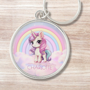 Chaveiro Nome Personalizado Unicórn Rainbow Girly