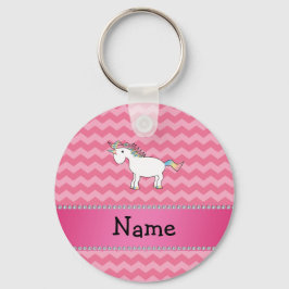 Chaveiro Nome personalizado unicórnio cor-de-rosa chevrons