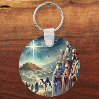 Chaveiro Nome Personalizado Vintage Watercolor Três Sábios