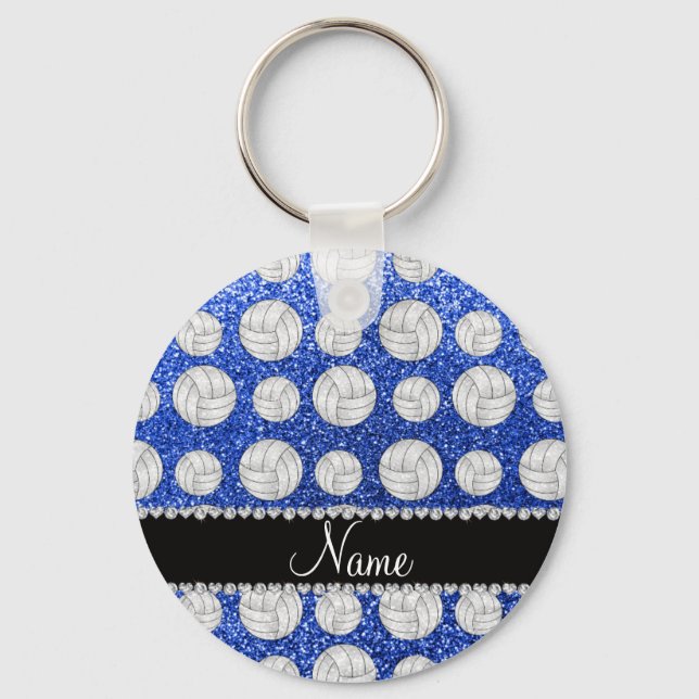 Chaveiro Nome personalizado volleyball com brilho azul (Frente)