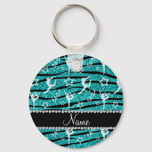 Chaveiro Nome Turquoise gymnastics glitter zebra strips (Frente)