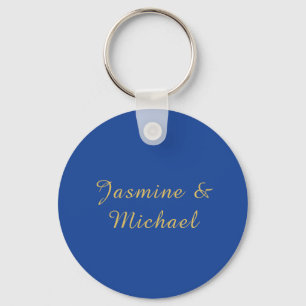 Chaveiro Nomes de Casal de Caligrafia Chic Adorável Azul e 