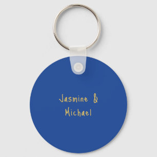 Chaveiro Nomes de Casal de Caligrafia Chic Adorável Azul e 