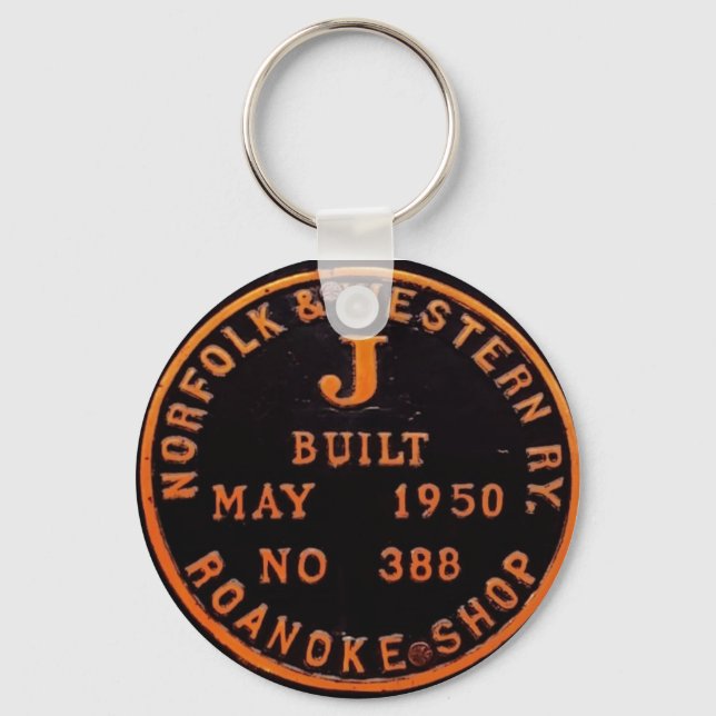Chaveiro Norfolk e Western 611 Builders Plate Key Chain (Frente)