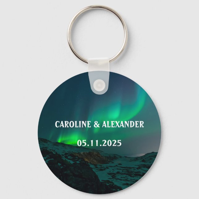 Chaveiro Norte Lights Aurora Borealis Night Sky Weding (Frente)