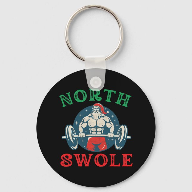 Chaveiro North Swole Engraçado Musculoso Papais noeis Natal (Frente)