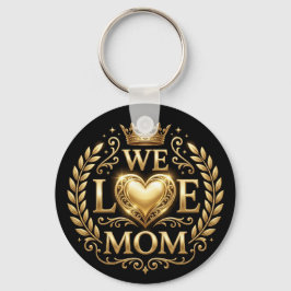 Chaveiro Nós Amamos a Mamãe Pingente Preto e Dourado