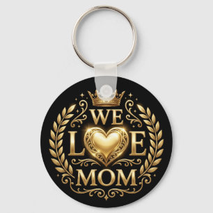 Chaveiro Nós Amamos a Mamãe Pingente Preto e Dourado