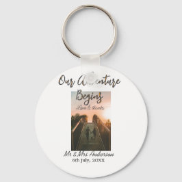 Chaveiro Nossa aventura começa casal foto amor e obrigados